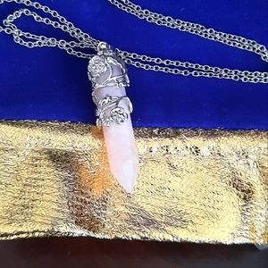 Rose quartz crystal necklace